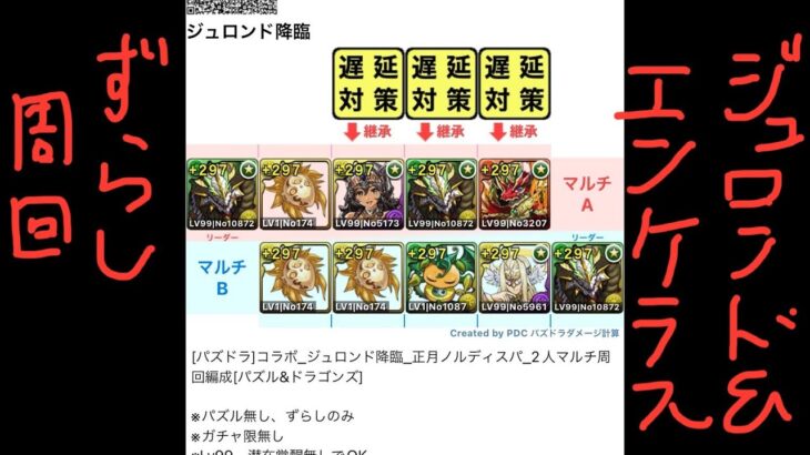 [パズドラ]ジュロンド降臨_正月ノルディスパ_2人マルチ周回編成[パズル&ドラゴンズ]