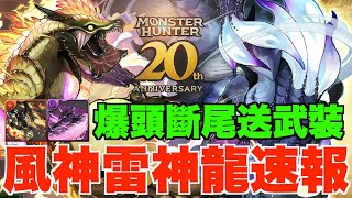 【MH合作速報】350億火力風神雷神龍現身、獄狼龍爆頭斷尾送超強武裝、冥海龍+青怪鳥初公開【パズドラ PAD】