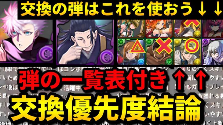 【優先度とおすすめ弾解説‼️】確保数も‼️呪術廻戦の交換所を徹底解説‼️夏油は使いづらい⁉️（五条悟、虎杖、宿儺、コラボ、テンプレ、新凶兆）【パズドラ】