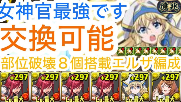 【パズドラ】女神官入りのエルザ編成で新億兆周回！部位破壊８個搭載！今年一年ありがとうお疲れ様です！