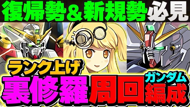 【誰でも組める】裏修羅でランク1100を目指そう！両サレ&超低難易度編成で周回！F91×ガンダム編成！【パズドラ】