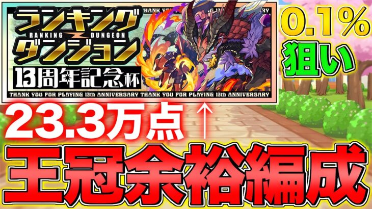 【ランダン】ランキングダンジョン13周年記念杯 23.3万点↑ 0.1%狙い！【パズドラ】