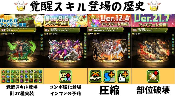【パズドラの歴史シリーズ①】覚醒スキル全132種の登場の歴史を学ぼう。　#パズドラ #覚醒スキル