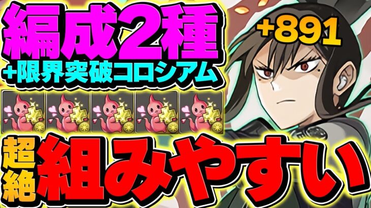 2-3枚抜き！誰でも組める限界突破コロシアム周回編成！2パターン解説！+891を作ろう！【パズドラ】