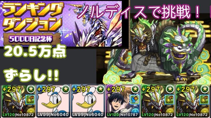 【ランダン】ずらし杯？20.5万点！とにかく水光を作れ！【パズドラ】